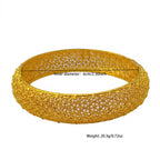 Dense Mesh Full Hollow Wide Bangle, 24K Real Gold Plated Copper Bracelet, Vintage Middle Eastern Luxury Style, Wedding Banquet Formal Gift Jewelry