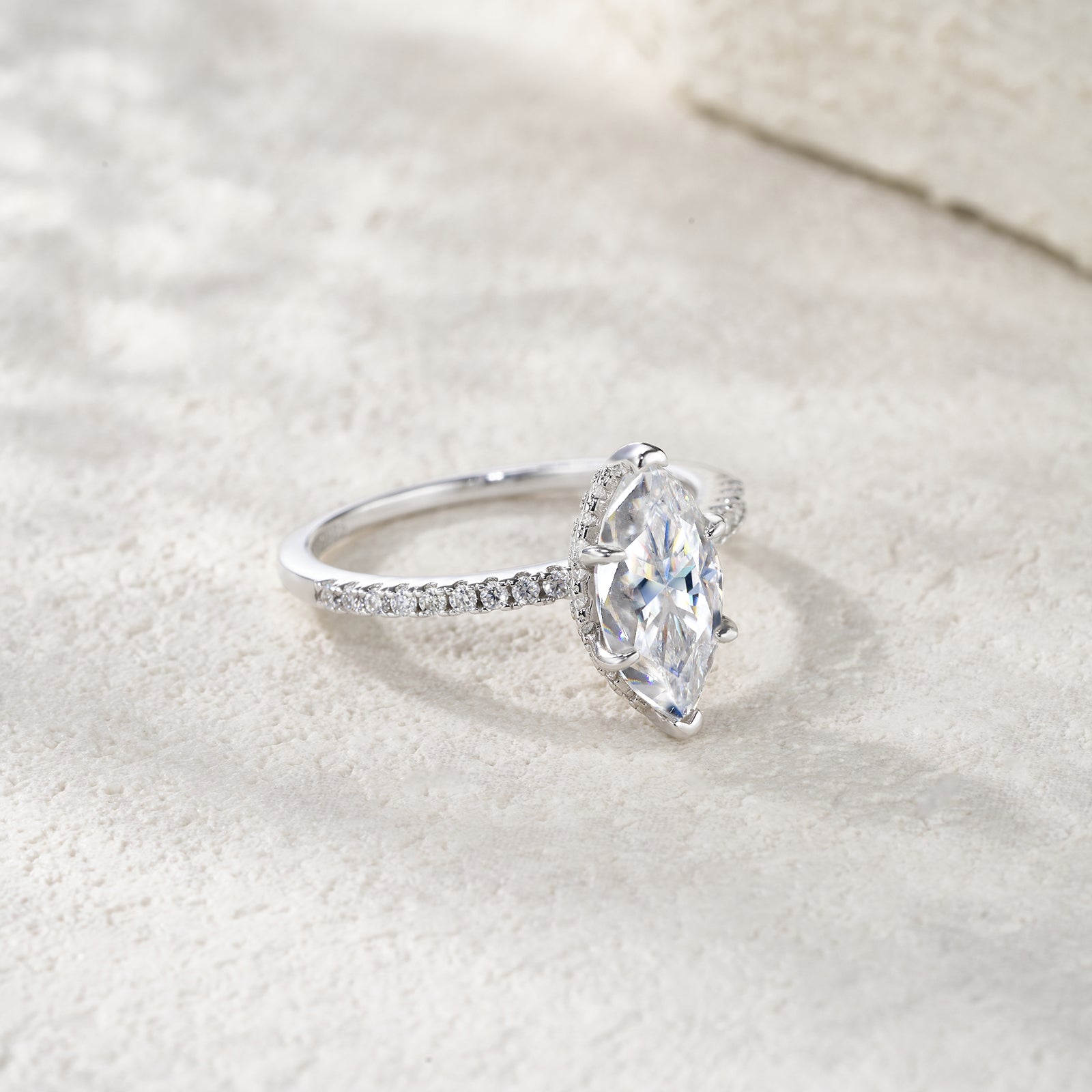 Кольцо с муассанитом Love's Serendipity Marquise (выращенный в лаборатории), унисекс, серебро 925 пробы, элегантное кольцо с 6 зубцами для свадьбы, помолвки, повседневное, подарок