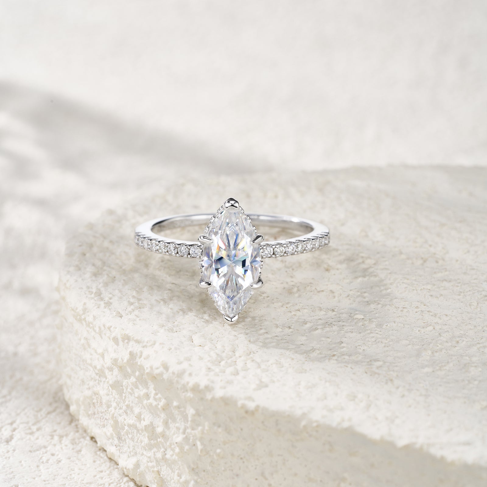 Кольцо с муассанитом Love's Serendipity Marquise (выращенный в лаборатории), унисекс, серебро 925 пробы, элегантное кольцо с 6 зубцами для свадьбы, помолвки, повседневное, подарок