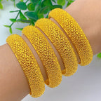 Dense Mesh Full Hollow Wide Bangle, 24K Real Gold Plated Copper Bracelet, Vintage Middle Eastern Luxury Style, Wedding Banquet Formal Gift Jewelry