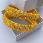 Dense Mesh Full Hollow Wide Bangle, 24K Real Gold Plated Copper Bracelet, Vintage Middle Eastern Luxury Style, Wedding Banquet Formal Gift Jewelry