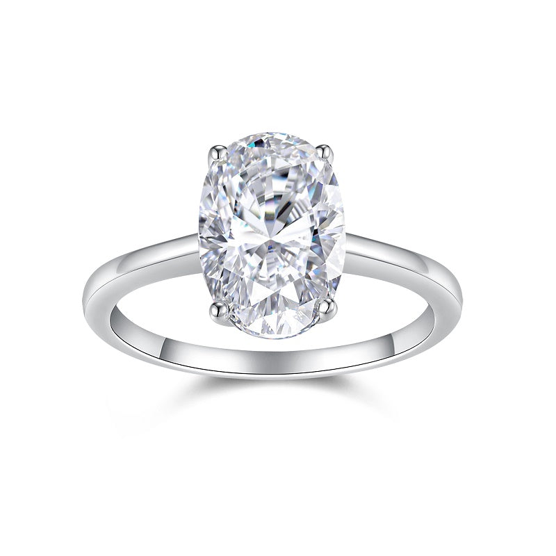 moissanite ring, oval moissanite, 4ct silver ring, S925 sterling silver ring, 4 prong ring, unisex wedding ring, engagement ring, anniversary jewelry, luxury silver jewelry, prom accessories, daily wear ring, gift jewelry