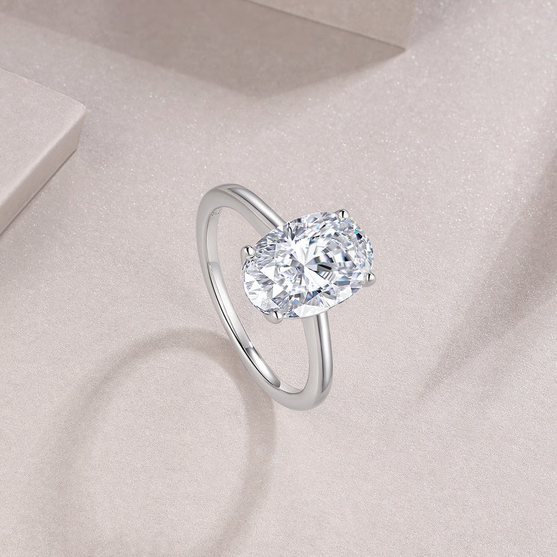 moissanite ring, oval moissanite, 4ct silver ring, S925 sterling silver ring, 4 prong ring, unisex wedding ring, engagement ring, anniversary jewelry, luxury silver jewelry, prom accessories, daily wear ring, gift jewelry
