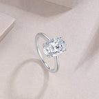 moissanite ring, oval moissanite, 4ct silver ring, S925 sterling silver ring, 4 prong ring, unisex wedding ring, engagement ring, anniversary jewelry, luxury silver jewelry, prom accessories, daily wear ring, gift jewelry
