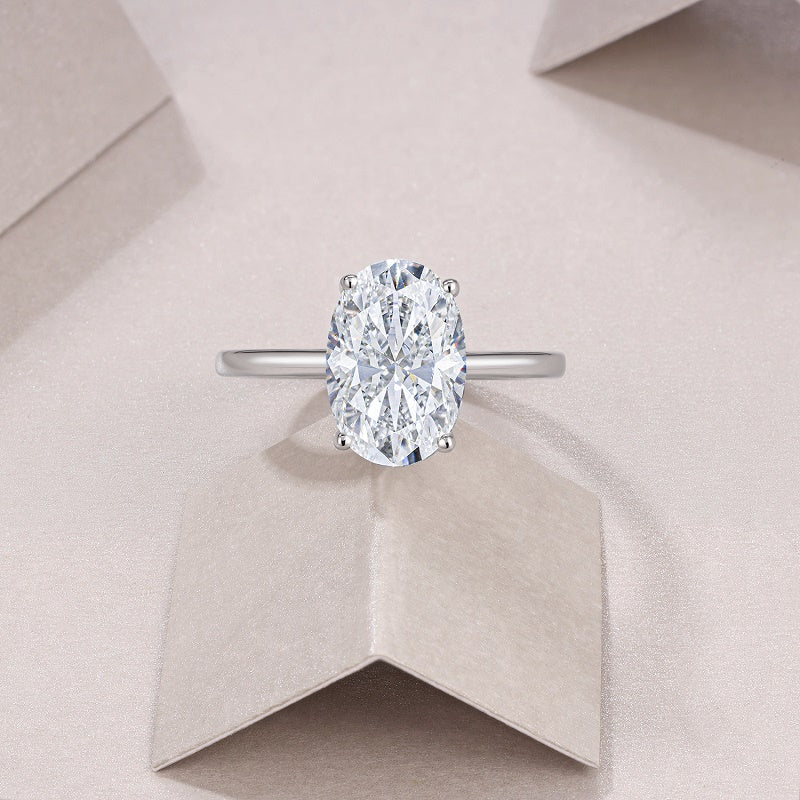 moissanite ring, oval moissanite, 4ct silver ring, S925 sterling silver ring, 4 prong ring, unisex wedding ring, engagement ring, anniversary jewelry, luxury silver jewelry, prom accessories, daily wear ring, gift jewelry