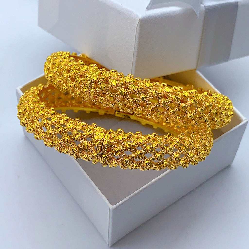 Double Layer Rhombus Dot Hollow Wide Bangle, 24K Real Gold Plated Copper Bracelet, Heavy Middle Eastern Palace Luxury Style, Wedding Banquet Formal Gift Jewelry