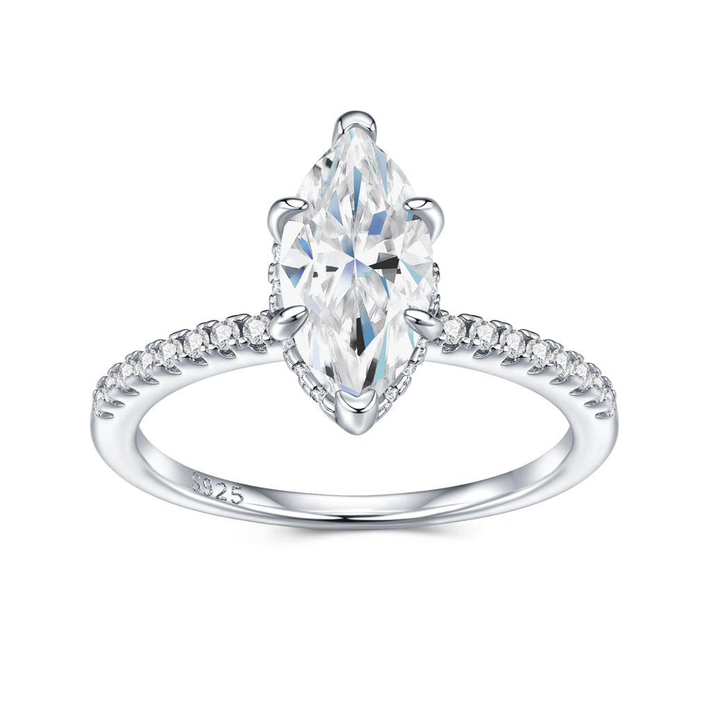 Кольцо с муассанитом Love's Serendipity Marquise (выращенный в лаборатории), унисекс, серебро 925 пробы, элегантное кольцо с 6 зубцами для свадьбы, помолвки, повседневное, подарок