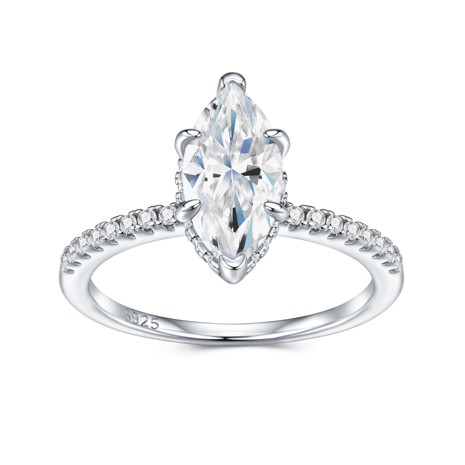 Кольцо с муассанитом Love's Serendipity Marquise (выращенный в лаборатории), унисекс, серебро 925 пробы, элегантное кольцо с 6 зубцами для свадьбы, помолвки, повседневное, подарок