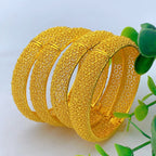 Dense Mesh Full Hollow Wide Bangle, 24K Real Gold Plated Copper Bracelet, Vintage Middle Eastern Luxury Style, Wedding Banquet Formal Gift Jewelry