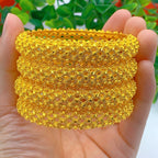 Double Layer Rhombus Dot Hollow Wide Bangle, 24K Real Gold Plated Copper Bracelet, Heavy Middle Eastern Palace Luxury Style, Wedding Banquet Formal Gift Jewelry