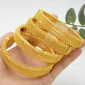 Multi-Layer Mesh Filigree Hollow Clasp Bangle, 24K Real Gold Plated Copper Bracelet, Middle Eastern Retro Luxury Style, Wedding Banquet Daily Gift Jewelry