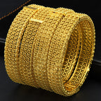Multi-Layer Mesh Filigree Hollow Clasp Bangle, 24K Real Gold Plated Copper Bracelet, Middle Eastern Retro Luxury Style, Wedding Banquet Daily Gift Jewelry