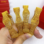Wavy Hollow Filigree Embossed Craft 24K Real Gold Plated Copper Alloy Bangle, Vintage Chinese Palace Style, Wedding Ceremony Banquet Gift Bracelet