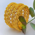 Connected Scallop Hollow Filigree Spliced Bangle, 24K Real Gold Plated Copper Bracelet, Middle Eastern Palace Luxury Style, Wedding Banquet Gift Formal Jewelry
