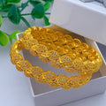 Connected Scallop Hollow Filigree Spliced Bangle, 24K Real Gold Plated Copper Bracelet, Middle Eastern Palace Luxury Style, Wedding Banquet Gift Formal Jewelry