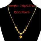 Gradient 3D Diamond-Cut Heart Drop Chain Design, 18K Real Gold Plated Copper Necklace, French Retro Gentle Luxury Style, Daily Dating Gift Commute Jewelry