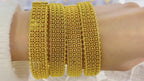 Multi-Layer Mesh Filigree Hollow Clasp Bangle, 24K Real Gold Plated Copper Bracelet, Middle Eastern Retro Luxury Style, Wedding Banquet Daily Gift Jewelry