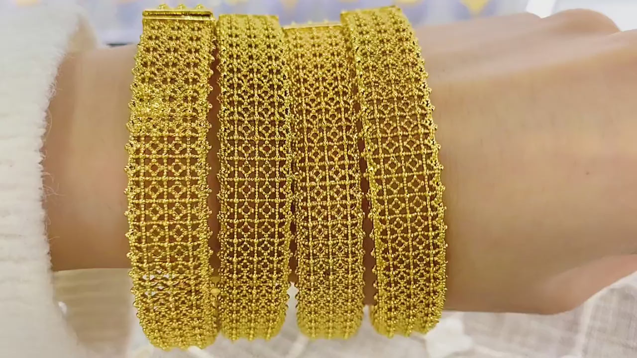 Multi-Layer Mesh Filigree Hollow Clasp Bangle, 24K Real Gold Plated Copper Bracelet, Middle Eastern Retro Luxury Style, Wedding Banquet Daily Gift Jewelry